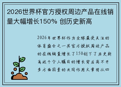 2026世界杯官方授权周边产品在线销量大幅增长150% 创历史新高